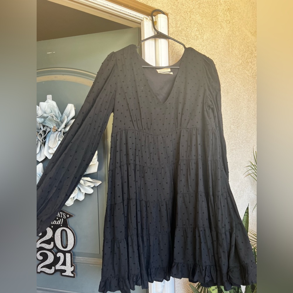 Black Long Sleeve Urban Outfitters Babydoll Dress
